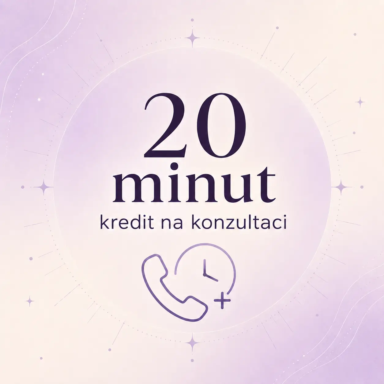 Kredit na konzultaci 20 minut s ikonou telefonu a hodin