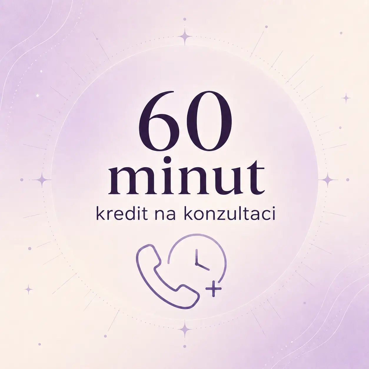 Kredit na konzultaci 60 minut s ikonou telefonu a hodin