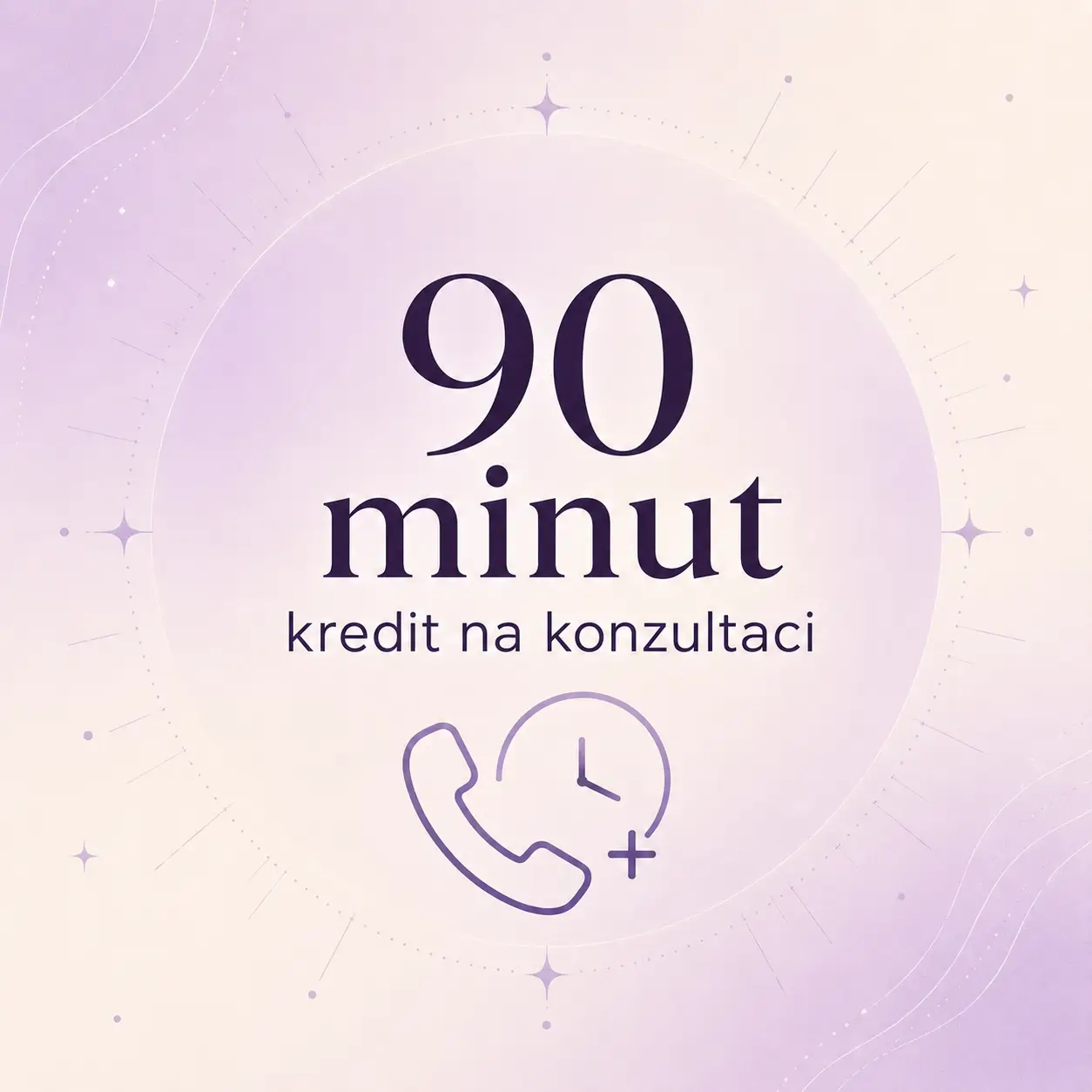 Kredit na konzultaci 90 minut s ikonou telefonu a hodin
