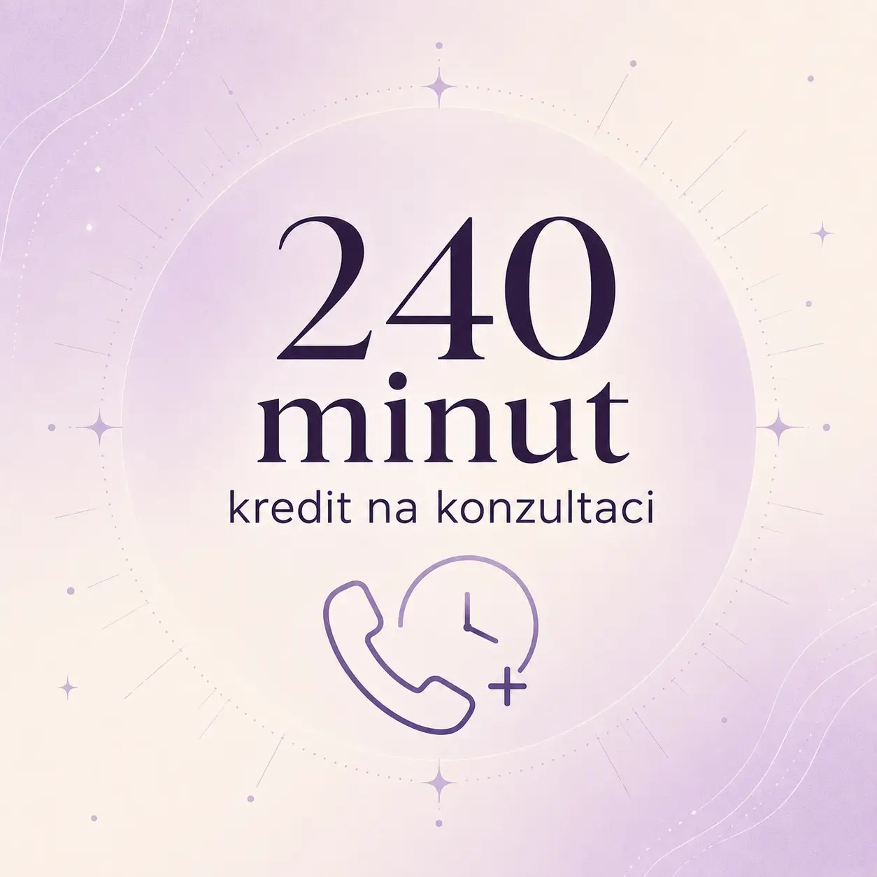 Kredit na konzultaci 240 minut s ikonou telefonu a hodin